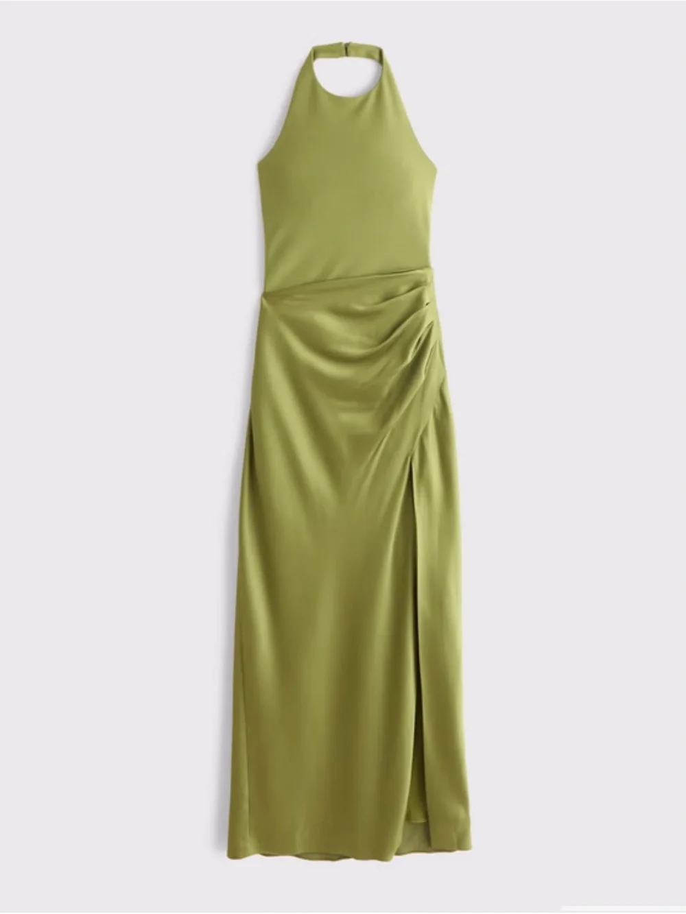 NWT Abercrombie Olive Mixed Fabric Halter Dress